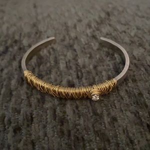 Debbie Segal hammered silver cuff bracelet crystal